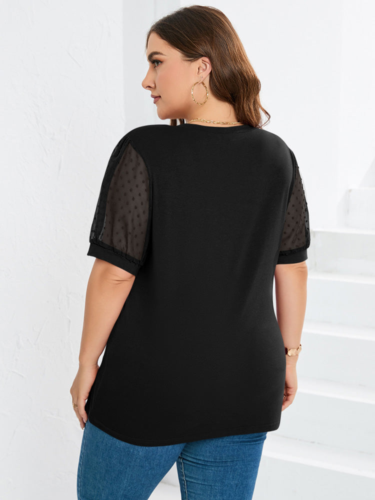 Rema™ – Sheer Sleeve V-Neck Top