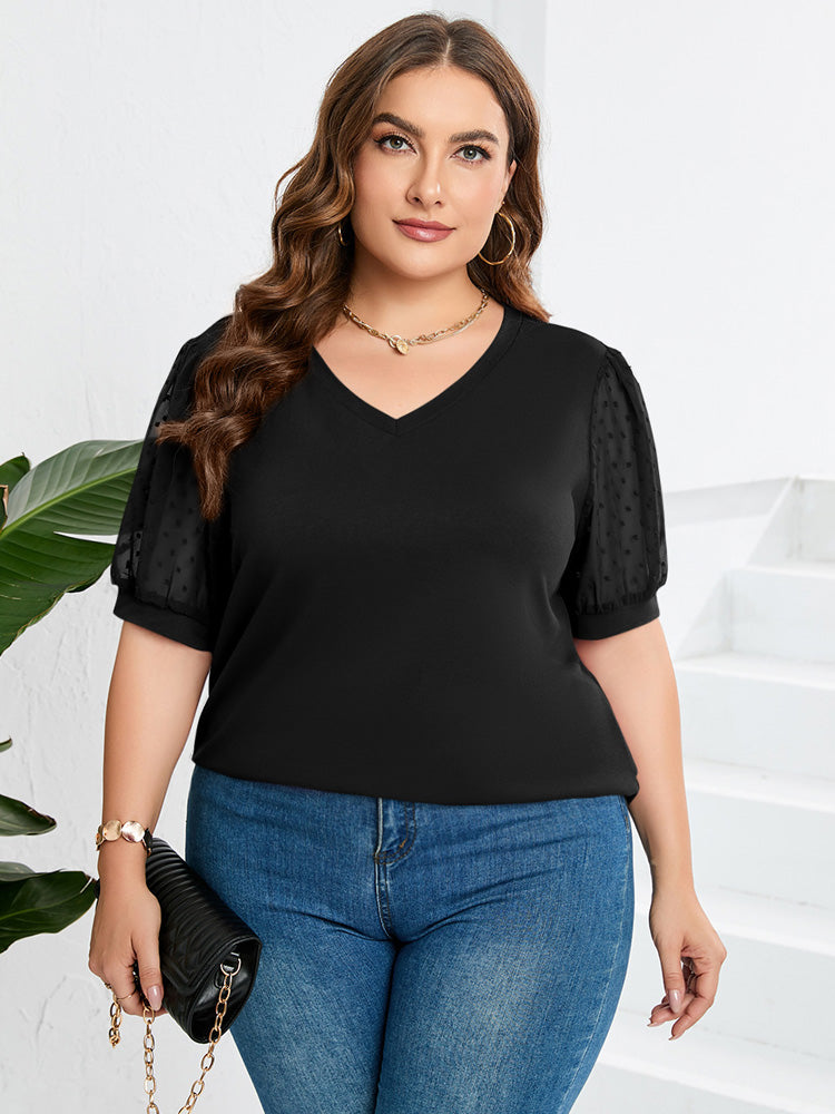 Rema™ – Sheer Sleeve V-Neck Top