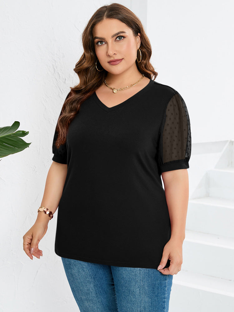 Rema™ – Sheer Sleeve V-Neck Top